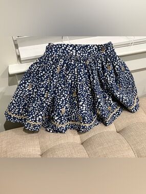 Girls' Confiture Rabbit Print Navy Gathered Skirt with Underskirt Size 4/5y